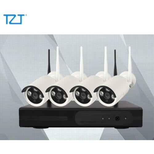 TZT 4CH WiFi Security Camera System Wireless NVR Security System Kit w/ 4pcs 2MP Cameras Outdoor Indoor