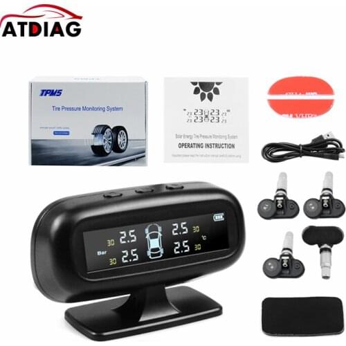 Universally for Cars Solar TPMS Car Tire Pressure Alarm Monitor System Display Temperature Warning Fuel Save with 4 Sensors