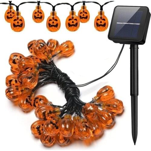 20/30LED Halloween Pumpkin Led Lights Fairy Lights Solar Outdoor Lights Garland Solar Lamp Garland Street Garden Decoration