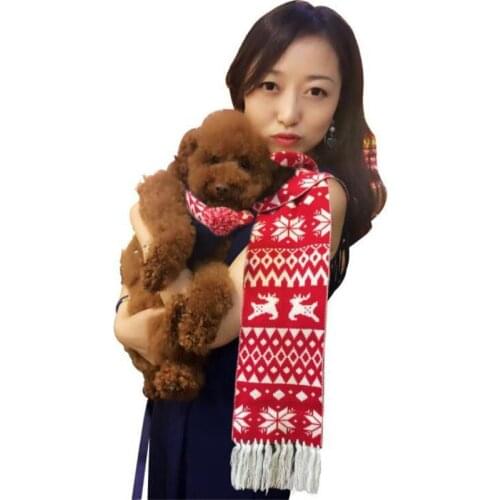 Warm Winter Pets and Owners Parent-child Scarf Red Fashionable Warm Scarf Knitting Thicken Scarf Grooming Accessories For Pets