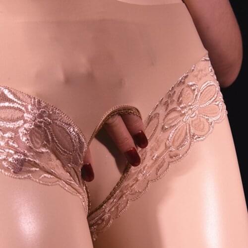 Open Crotch Lace Panties Men Sexy Gay cuecas tanga Open Front Penis Underwear Gay Briefs Thong Sissy Exotic Crotchless Briefs A3