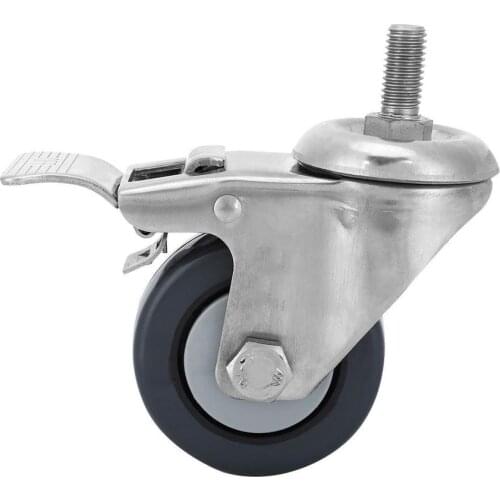2/2.5/3/4/5in Universal Mute Brake Wheel M10/M12 Stainless Steel Bracket Anti-Slip Swivel Caster Pallet Logistics Trolley Caster