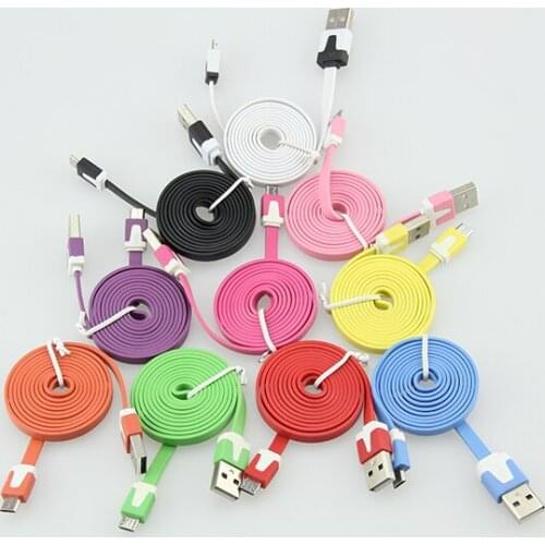 USB Cable Micro USB 2.0 Cable Sync Charging Flat Noodle Mobile Phone Cables For Android Samsung Huawei Xiaomi HTC LG 300pcs/lot