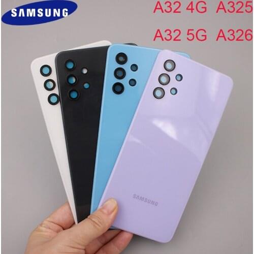 SAMSUNG Battery Back Cover Rear Door Housing Case Soft Phone Back Repair Parts For Galaxy A32 4G 5G A325 A326 With Camera Lens