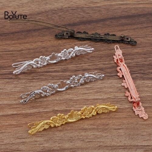 BoYuTe Custom Made (100 Pieces/Lot) 7*78MM Flower Plate Hair Clips Vintage Diy Hair Accessories