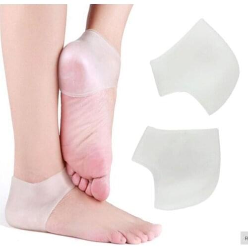 1 Pair Plantar Fasciitis Shock Absorbing Silicone Gel Sleeve Breathable Protective Heel Cracked Foot Skin Care Pain Relief