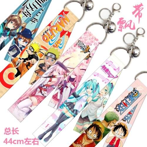 1pc Ribbon key chain pendant Stray Dogs Kimetsu no Yaiba Ribbon Keychain Bag Pendant