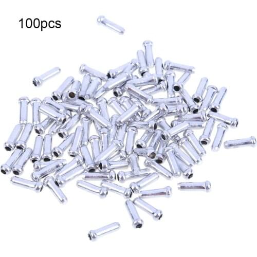 100PCS/Set Aluminum Alloy MTB Bike Bicycle Brake Cable Tips Bicycle Brake Shifter Inner Cable Tips Wire End Cap Crimps Sliver