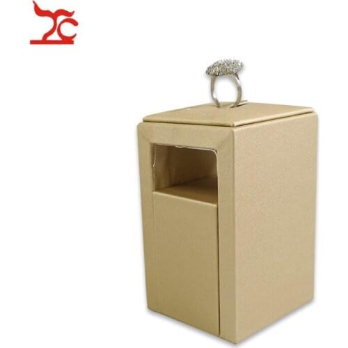 11cm High Ring Jewelry Organizer Holder Gold PU Ring Display Stand Quality Wooden Ring Raiser Stand
