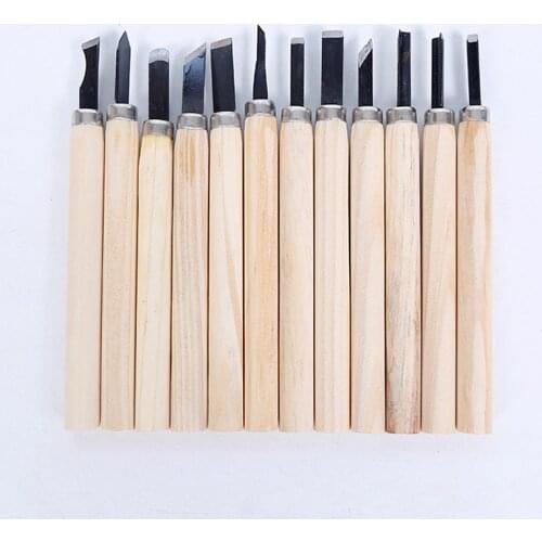 12pcs/Set Wood Carving Chisels couteau Knife For Basic Woodcut Working Handmade Rubber Stamps Hand Tools