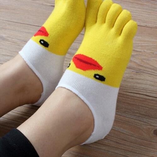 3 Pairs Summer New Invisible Cotton Cute Cartoon Animal Five Finger Socks Female Thin 5 Toes Socks Boat Socks