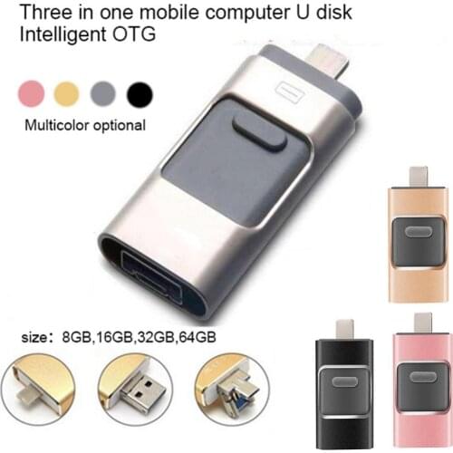 3 in 1 OTG USB 3.0 Flash Drive 8GB 16GB 32GB 64GB USB Stick Memory Stick for Phone PC Black Sliver Golden Rose Gold флешка