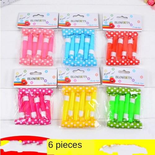 6pcs Dragon Toy Dot Paper Party Props Plastic Wind Dragon Whimsy Props Party Gift Birthday Dragon Whistle Blowing Horn