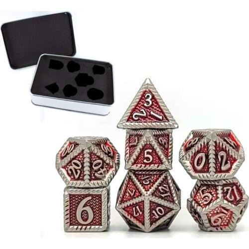 7Pcs Various Shapes Different Number of Faces Educational Toys Digital Number Metal Dice with Box For Party Family Games