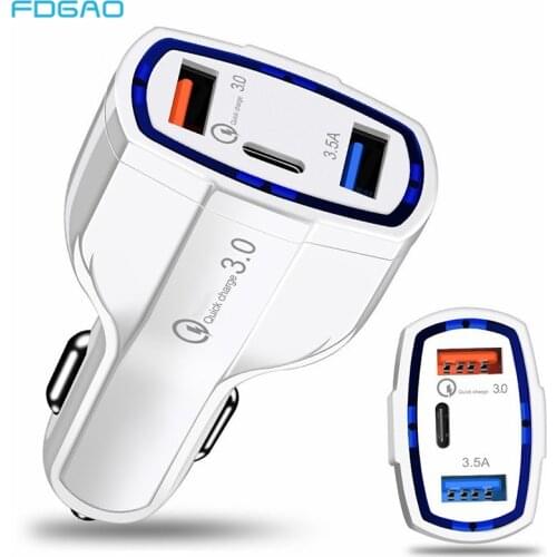 35W QC3.0 Quick Charge 3.0 Car Charger for iPhone 12 11 XS XR X 8 7 Type USB C 3 Fast Charging Adapter For Samsung Xiaomi Huawei