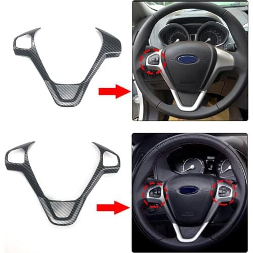 ABS Chrome carbon fiber Steering Wheel Cover Sequin Trim Sticker for Ford New Fiesta MK7 2009-2017 Ecosport 2012-2017
