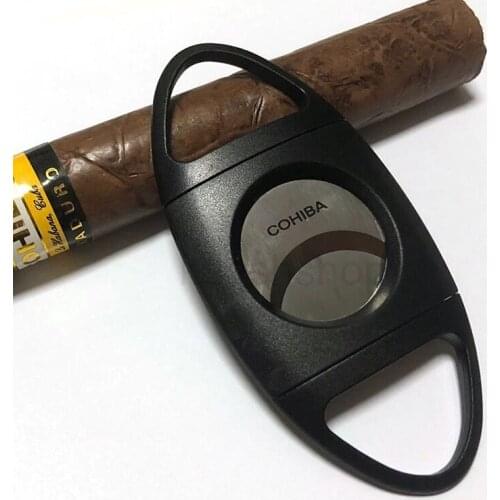 COHIBA Professional Stainless Steel Cigar Cutter Super Sharp Sawtooth Baldes Cigar Guillotine Cigarette Tobacco Cigar Scissors