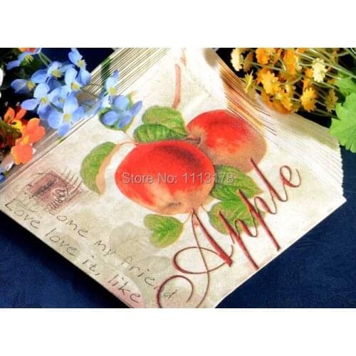 Cheap Apple Color printing Wedding party napkins Color Napkin Paper 60% Virgin Wood napkin free shipping