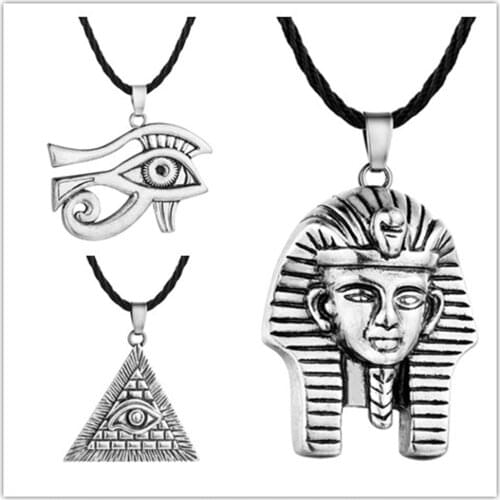 Ancient Egyp pyramid Design evil eyes Egyptian Cross Egyptian Queen Nefertiti retro gold pendant Slavic men Necklace