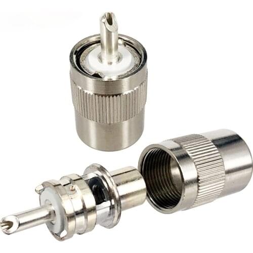 Fartalk UHF Male for RG58-3 Cable Car Radio RF Coaxial Adapter PL259 SO239 Connector Socket Solder Cup Brass Silver Plated