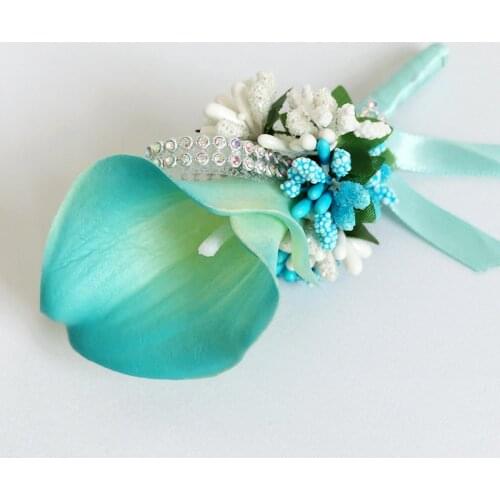 Artificial Calla Flower Corsage Groom Father Friend Wedding Party Boutonniere Prom Brooch Lapel Pin Wedding Flowers Decoration