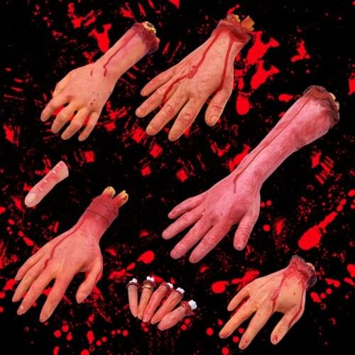 Halloween Horror Props Bloody Hand Haunted House Decoration for Halloween Party Scary Fake Hand Finger Foot Brain Heart Supplies