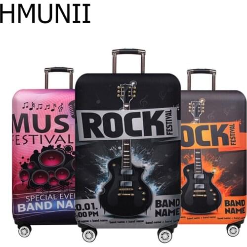 HMUNII NEW Luggage Protective Cover For 18 to 32 inch Fashion Music Trolley Suitcase Elastic Dust Bags Case Travel Accessories