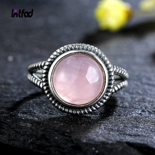 New Arrival Natural Rose Quartz Rings 925 Sterling Silver Ring for Women Cute Romantic Fine Jewelry Wedding Anniversary Gift