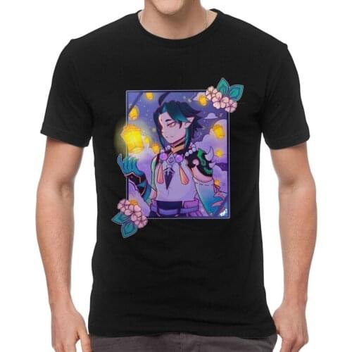 Xiao Genshin Impact Anime Manga T-shirt Men Novelty T Shirt Short Sleeve 100% Cotton Game Tshirt Cool Tee Tops