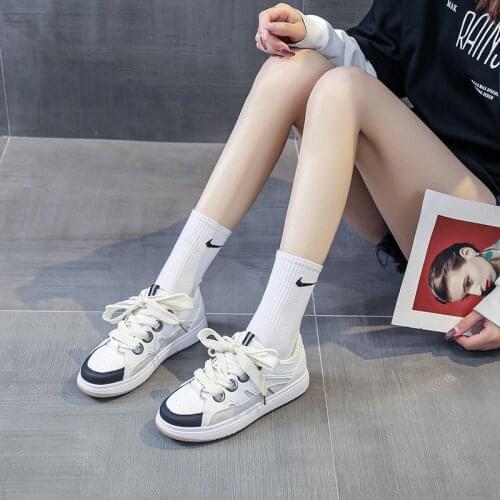 Womens Trendy Breathable Off White Shoes Versatile Versatile Student Breathable Comfortable Casual Shoes Rubber Fashion Sneaker