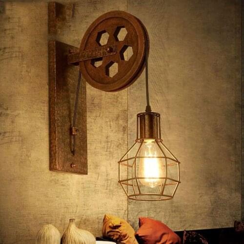 Loft Retro Lanterns Fixtures Pulley Wall Lamp Pendant Suspension Light Fitting Kitchen Bedroom Living Room Wall Lamp Bra Sconce