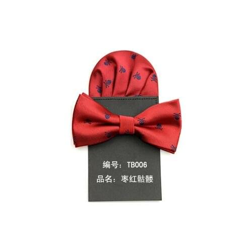 2019 bow tie and handkerchief set ties for men paper hanky bowtie pocket square skull dot corbata