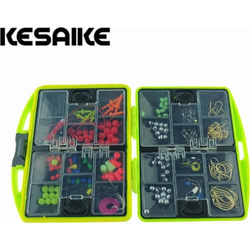 KESAIKE Multifunctional Fishing Tackle Box, Fishing Luminous Beads +Sinkers + Hooks Fishing Accessories Tools Set