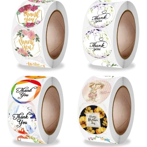 Round seal sticker thank you sticker flower pattern mothers Day label gift handicraft decoration