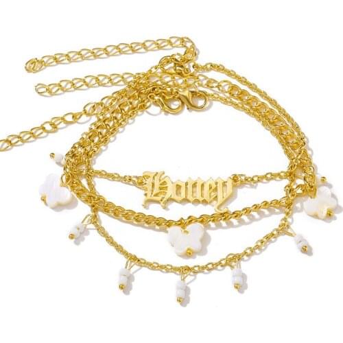 New Fashion Letters Creative Temperament White Butterfly Anklet for Women 2021 Foot Beach Jewelry