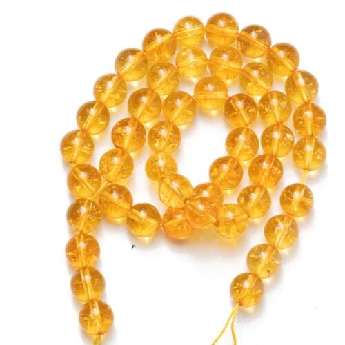 Wholesale Natural Stone Quartz Yellow Crystal Beads Citrines Round Loose Beads 4 6 8 10 12mm Needlework DIY Necklace Bracelet