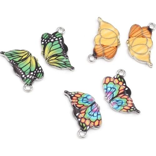10 PCs 23mm x 13mm Colorful Butterfly Charms Pendant Enamel Metal Small Charm Necklace Bracelet DIY Jewelry Making Accessories