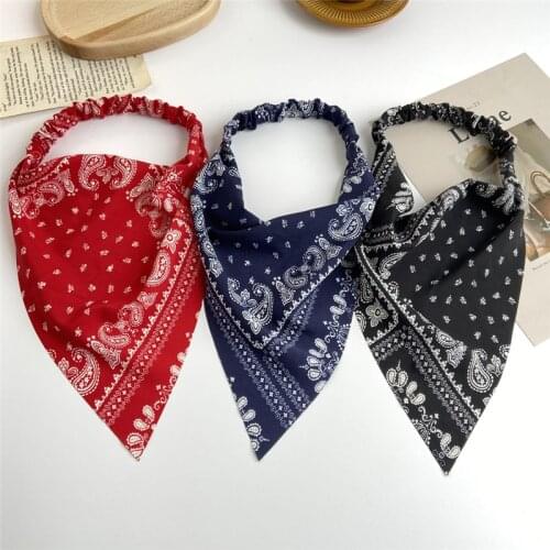 Bohemian Floral Print Scrunchies Triangle Hair Scarf Headband Elastic Hairbands for Women Hair Accessories