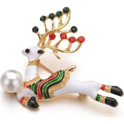 Christmas decoration new animal cartoon elk brooch Fashion diamond cute deer Christmas brooch 2020 women jewelry