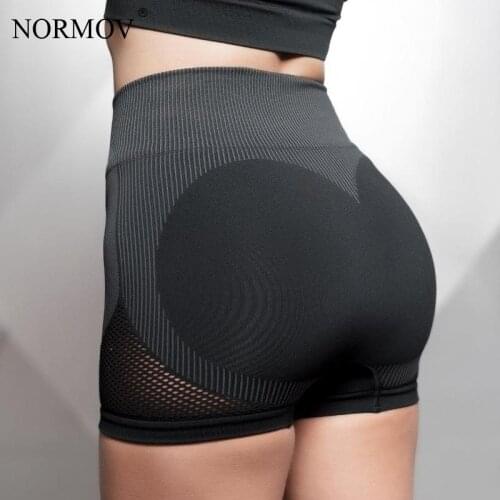 NORMOV Women Energy Seamless Shorts Sport Elastic Force Shorts High Waist Push Up Running Work Out Training Shorts
