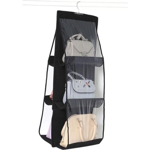 6 Pocket Foldable Hanging Bag 3 Layers Folding Shelf Bag Purse Handbag Organizer Door Sundry Pocket Hanger Storage Closet Hanger