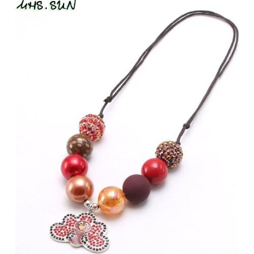 MHS.SUN Thanksgiving Day Kids Girls Beads Necklace Fashion Turkey Pendant Baby Child Adjustable Rope Necklace Festival Jewelry