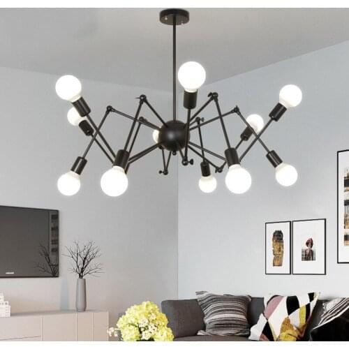 Wonderland LED Lamp Spider Shape E27 Chandelier Luster Pendant Lamp Black Iron Drop lights For Living Room Lighting Fixtures