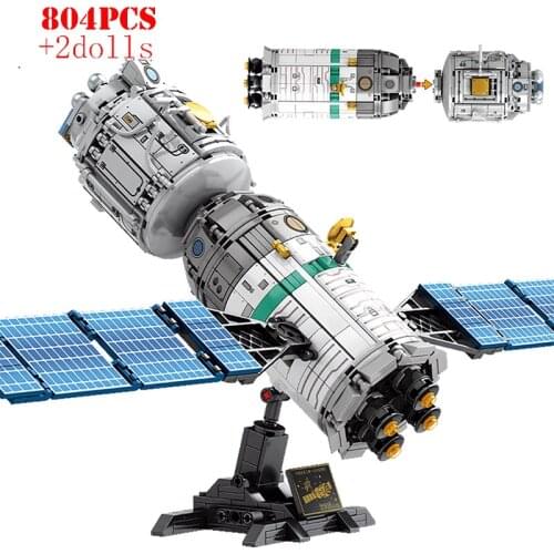 Technical Spacecraft Space Station Flight Rocket Building Blocks Shuttle Satellite Astronaut Figures Bricks Toys For Children