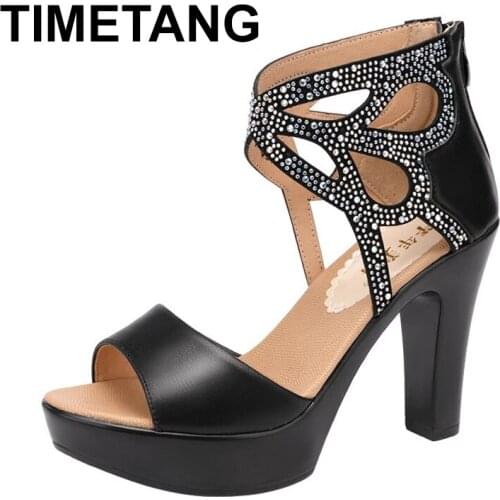 TIMETANG Crystal Women Wedding Shoes Bride Big Size Open Toe Women Sandals Gladiator Shoes High Heels Platform Shoes for Ladies