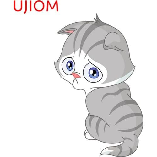 UJIOM Sad Kitten Childrens Bedroom Decoration Wallpaper Living Room Decoration Home Office Bedroom Decor Vinyl Wall Stickers