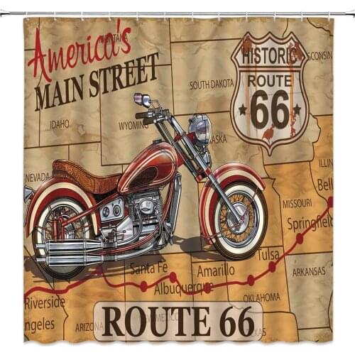 Vintage Riding Tools on The American Street Decor Nostalgic Fabric Bathroom Curtain