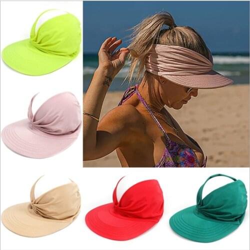 Anti-UV Women Summer Sun Protection Solid Color Empty Top Hat Elasticity Adult Shading Outdoor Sun Visor Hat FishermanS Cap