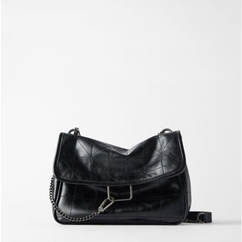 2020 New Retro Womens Bag Black Rock Soft PU Leather Chain Shoulder Messenger Bag Crossbody Bags For Women Sac Main Femme