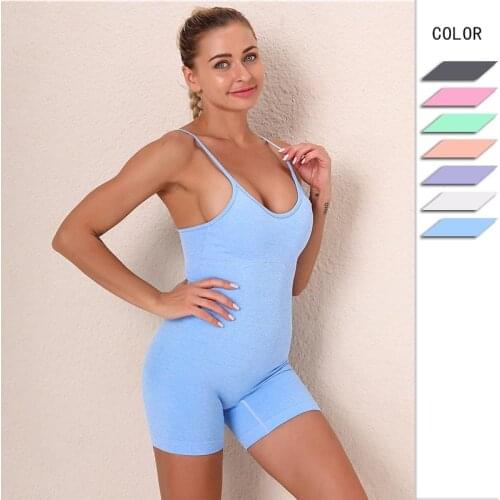Women Seamless Sling Sport Jumpsuit One Piece Bodysuit Women Sexy Sleeveless Gym Suit Wear Fitness Workout Active Jumpsuit